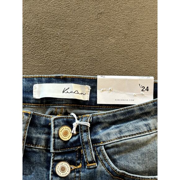 KanCan Distressed Denim Blue Jeans Size 1/24 New With Tags - Picture 4 of 12
